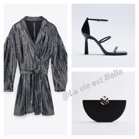 ZARA NWT BELTED SPARKLY JUMPSUIT - Picture 2 of 10